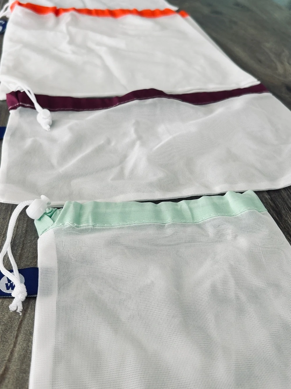 Set of White produce weight watchers Bags with Colored Trim